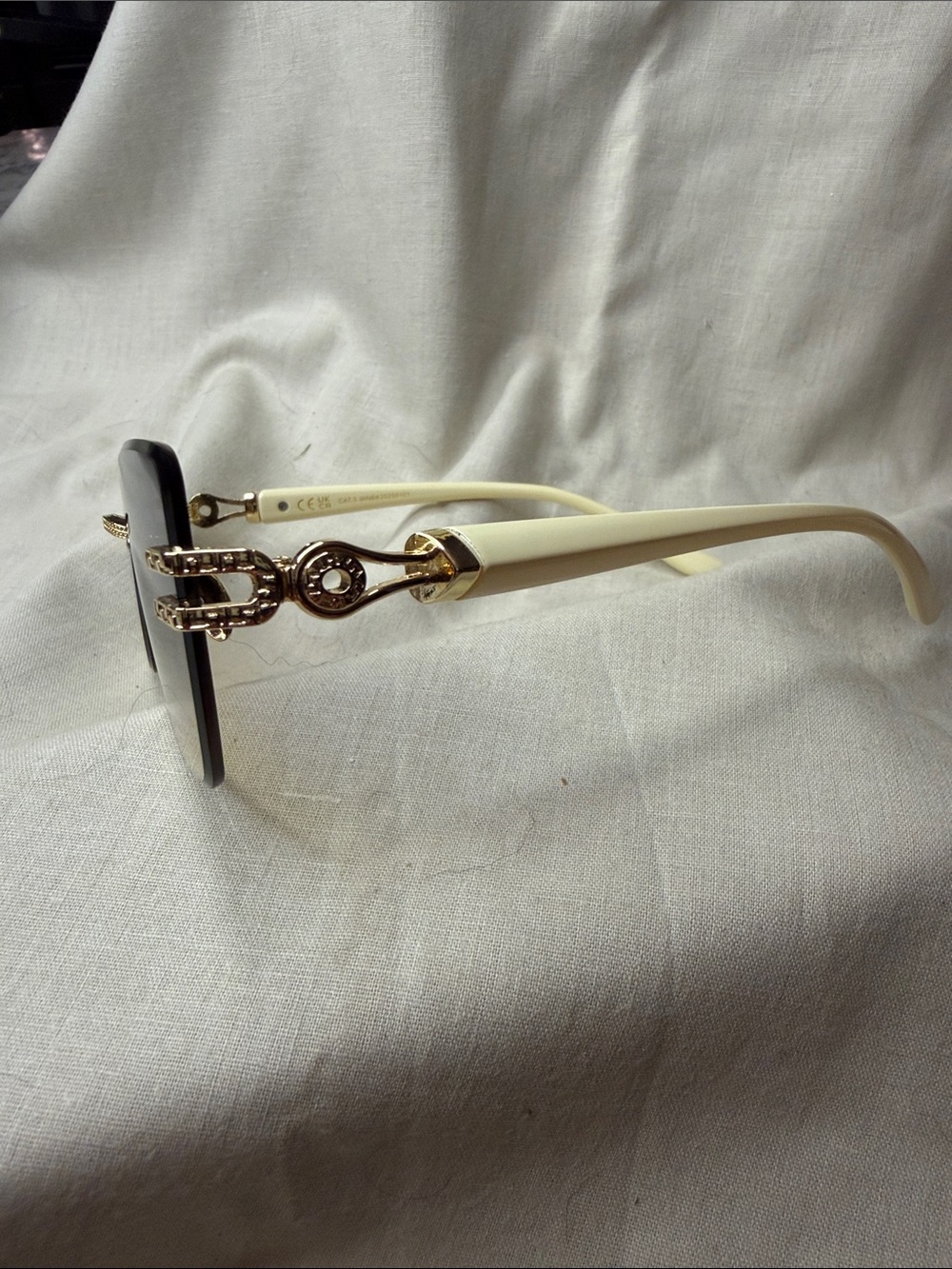 Blue Accented Rimless Sunglasses - Picture 3 of 3